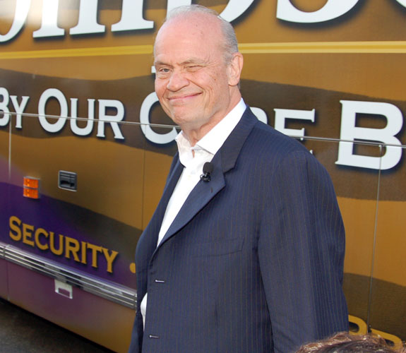 Former U.S. Senator Fred Dalton Thompson smiles for the cameras at a campaign rally outside of Caf&eacute; Versailles in Little Havana.
